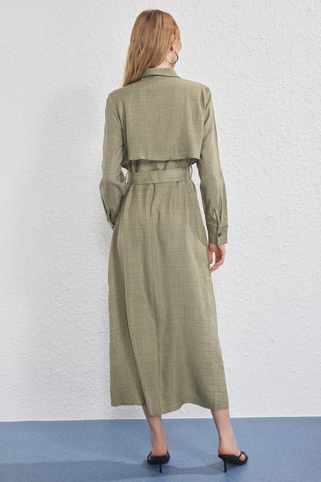 Damklänning med rak maxi-krage, avslappnad hijab-klänning, casual/vardaglig stil - Image 3