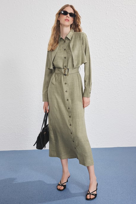 Damklänning med rak maxi-krage, avslappnad hijab-klänning, casual/vardaglig stil - Image 4