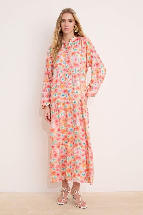 Blommig maxiklänning med A-linjeformad hijab för dam, avslappnad/vardaglig - Image 1