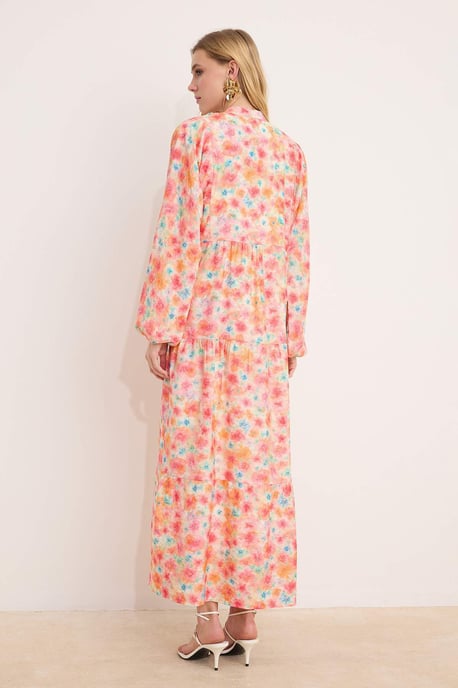 Blommig maxiklänning med A-linjeformad hijab för dam, avslappnad/vardaglig - Image 3