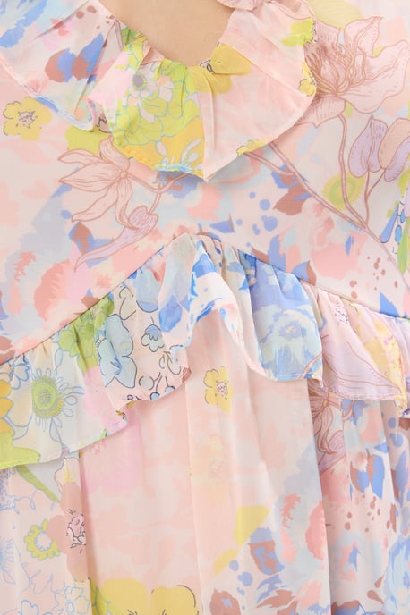 Damesjurk in marineblauw met bloemenprint, mouwloos, geschikt voor overdag en 's avonds. - Image 2