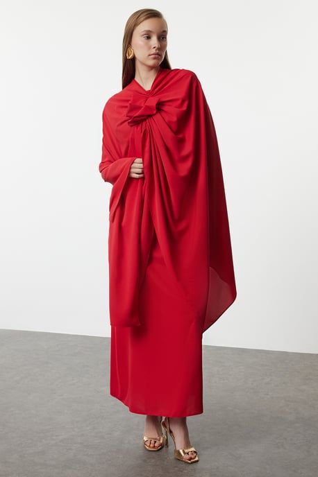 Dam Rak LÅNG LÅNG Snygg/nattig hijab-aftonklänning med axelbandslös passform - Image 4