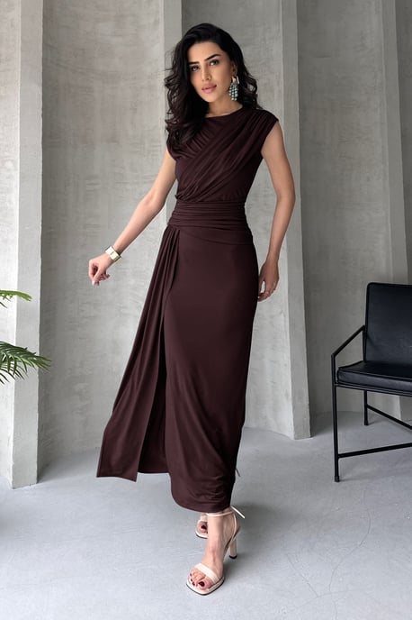 Groene, rechte, mouwloze maxi-jurk voor dames, chique/avondjurk, bodycon model - Image 3