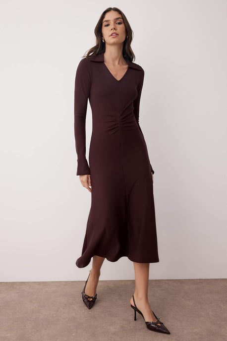 Unifarben Maxi Lång Avslappnad Bodycon Klänning Dam - Image 1