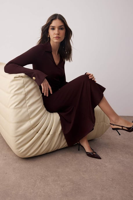 Unifarben Maxi Lång Avslappnad Bodycon Klänning Dam - Image 3