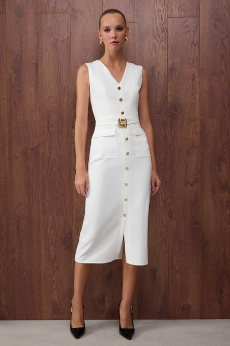 Women's Unifarben Midi Sleeveless Evening / Daily bodycon Dress - Image 1