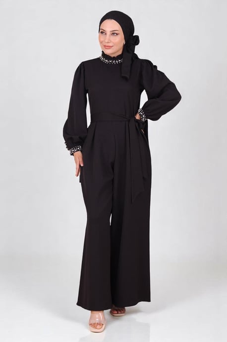 Parel Detailed Jumpsuit-jurk Zwart - Image 1
