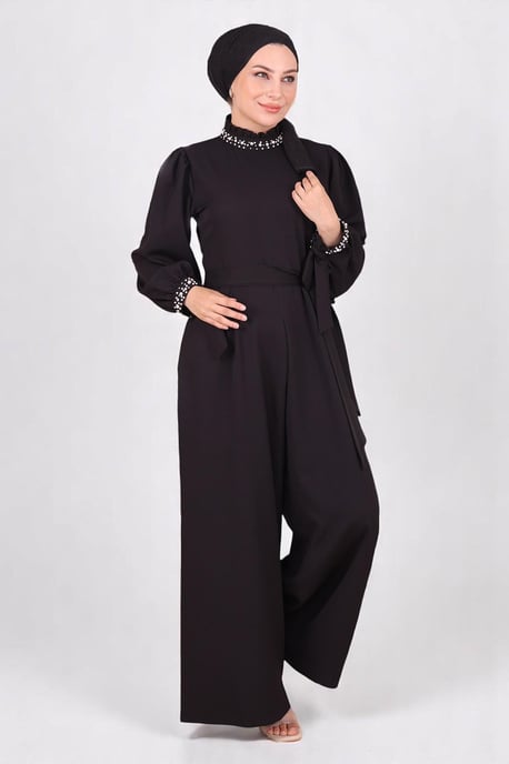 Parel Detailed Jumpsuit-jurk Zwart - Image 2