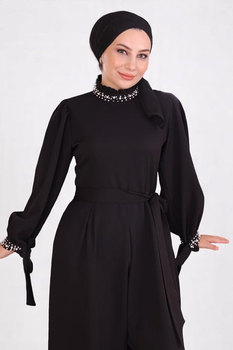 Parel Detailed Jumpsuit-jurk Zwart - Image 5