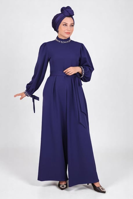 Parel Detailed Jumpsuit-jurk Indigo - Image 2