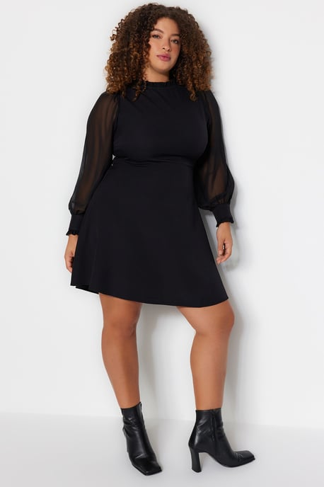 Curve Unifarben Mini Långa Kvälls-/Vardagsklänningar Plus Size - Image 2