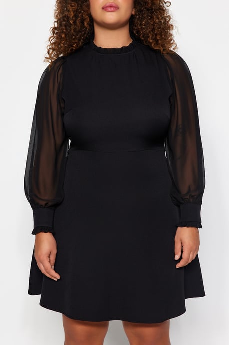 Curve Unifarben Mini Långa Kvälls-/Vardagsklänningar Plus Size - Image 3