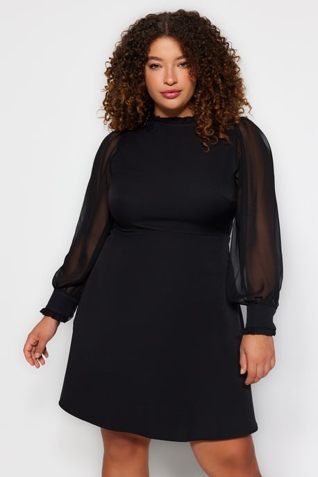 Curve Unifarben Mini Långa Kvälls-/Vardagsklänningar Plus Size - Image 4