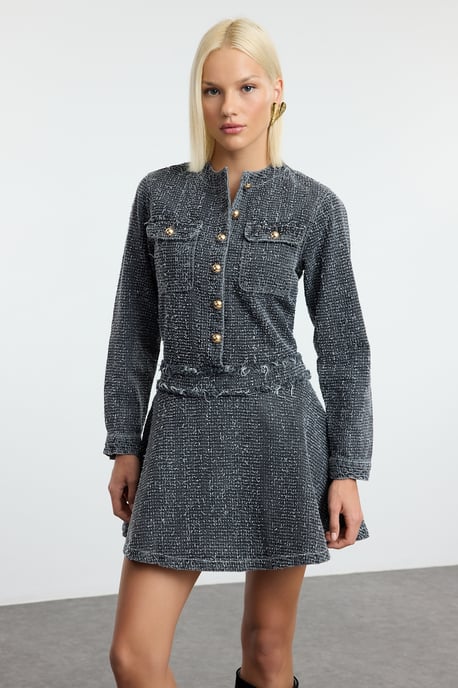 Damklänning med textur, lång, snygg/normal nattklänning - Image 4