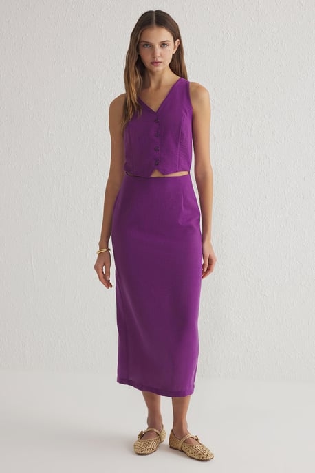 Effen mouwloze midi-jurk voor dames, casual model - Image 1
