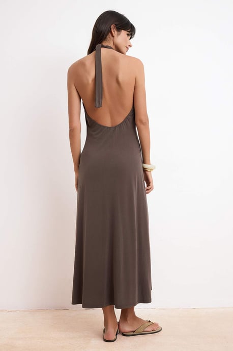 Platte, mouwloze midi-jurk voor dames, casual/dagelijks model. - Image 3