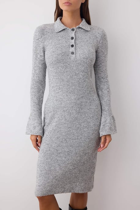 Grå, gradient midiklänning med lång, avslappnad bodycon-mönster för kvinnor - Image 2