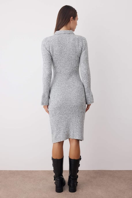 Grå, gradient midiklänning med lång, avslappnad bodycon-mönster för kvinnor - Image 3