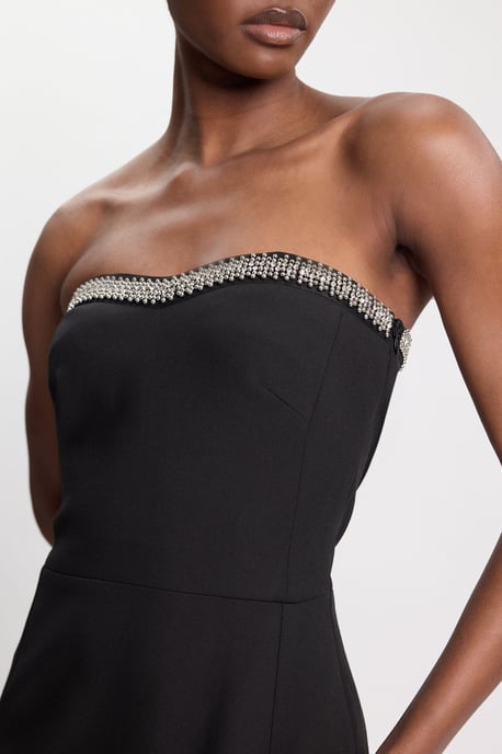 Soft Tailored Crepe Embellished Bandeau Midi Dress - Image 2