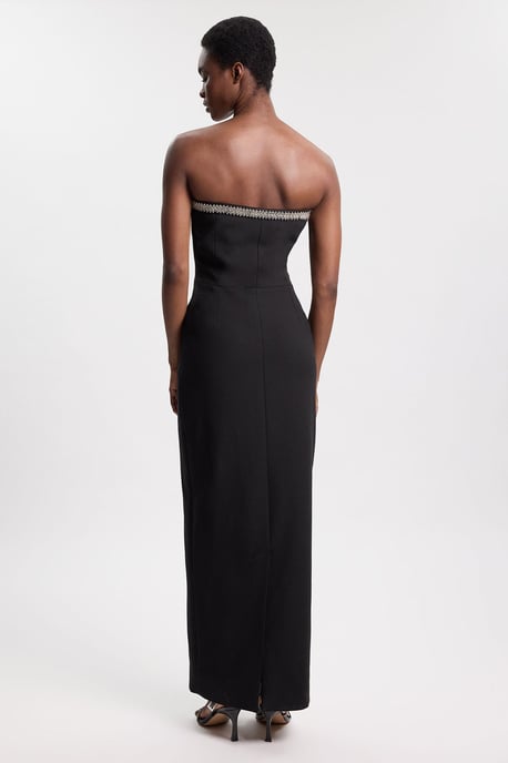 Soft Tailored Crepe Embellished Bandeau Midi Dress - Image 3