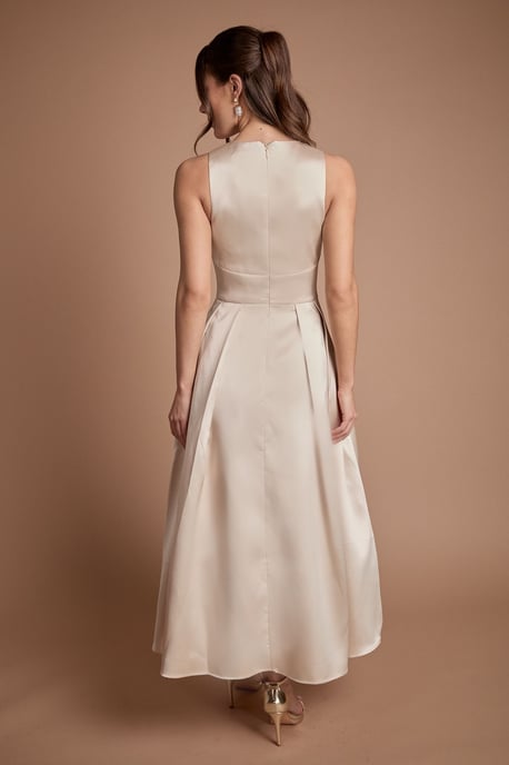 Cross Neck Twill Bridesmaid Dress - Image 3