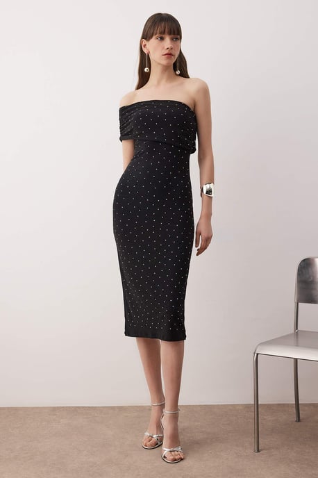 Damklänning med rak, ärmlös midiklänning/nattklänning med bodycon-detaljer - Image 1