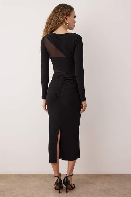 Unifarben Midi Lång Cocktailklänning med Bodycon-motiv för Dam - Image 3