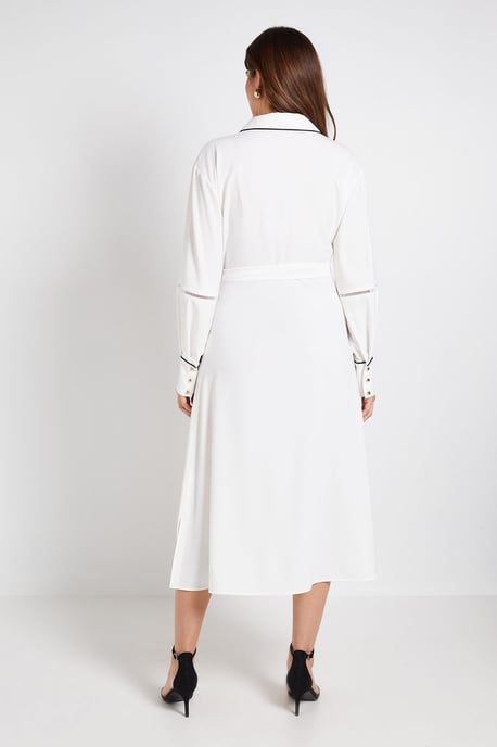 Contrast Lace Trim Shirt Dress - Image 3