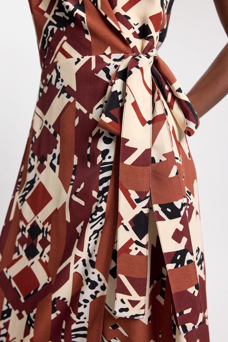 Viscose Crepe Abstract Halter Neck Midi Dress - Image 2