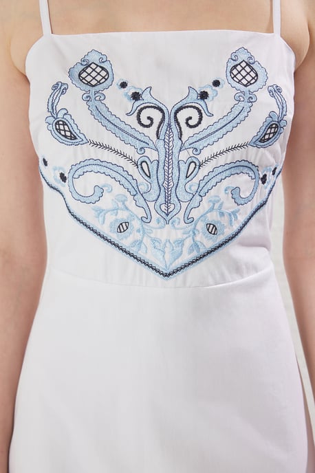 Ecru Broderad / Broderad Midi-klänning för kvinnor, casual/daglig, vanlig klänning - Image 2