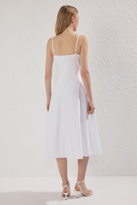 Ecru Broderad / Broderad Midi-klänning för kvinnor, casual/daglig, vanlig klänning - Image 3