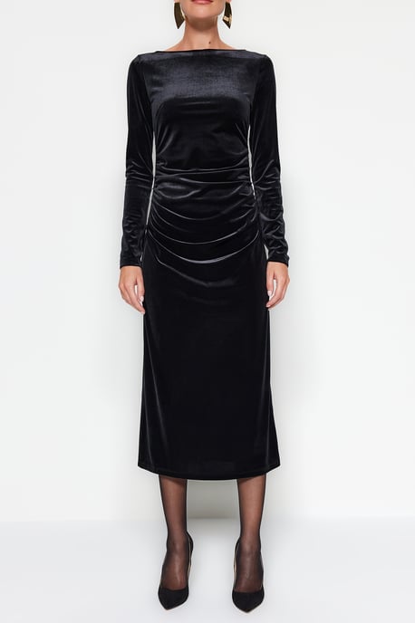 Unifarben Midi Lång Afton-/Vardagsklänningar Slim fit Dam - Image 3