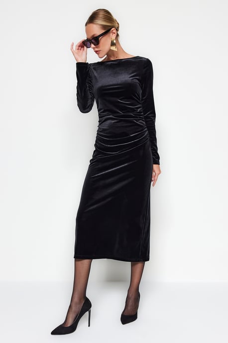 Unifarben Midi Lång Afton-/Vardagsklänningar Slim fit Dam - Image 4