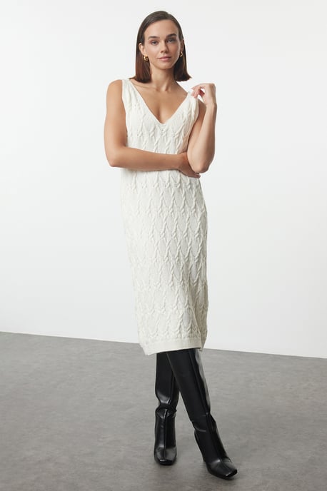 Ecru Hair Braid Regular LÅNG Casual/Daglig Regular Dress för kvinnor - Image 4