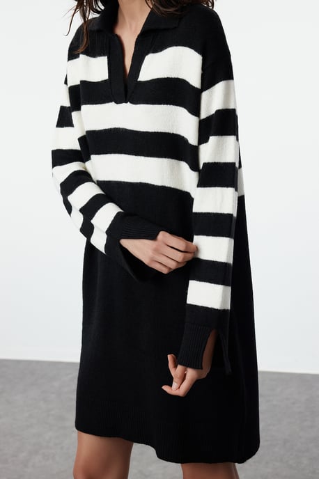 Gestreepte midi-jurk voor dames, lang model, casual/dagelijks, slank model - Image 3