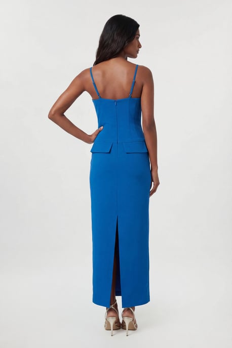 Compact Stretch Stab Stitch Square Neck Tailored Pencil Maxi Dress - Image 3