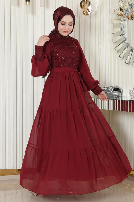 Pulpaet Chiffong Abayas Bordeaux - Image 2