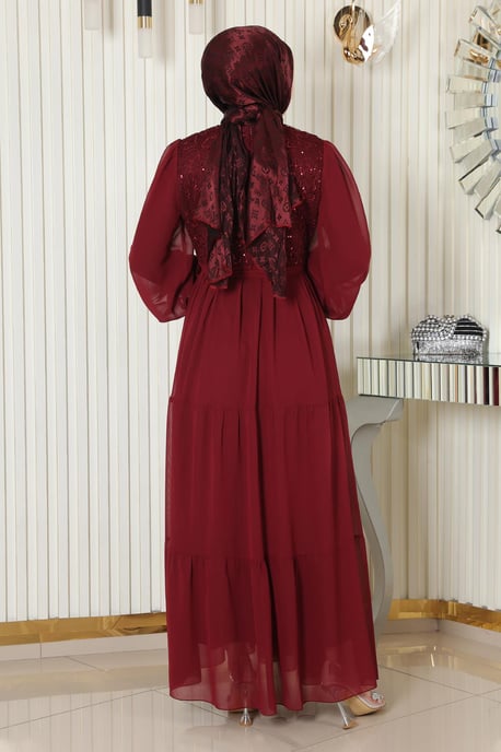 Pulpaet Chiffong Abayas Bordeaux - Image 3