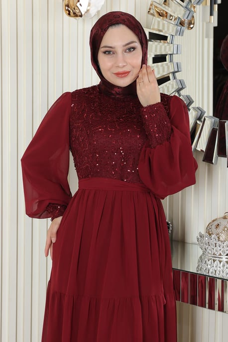 Pulpaet Chiffong Abayas Bordeaux - Image 5