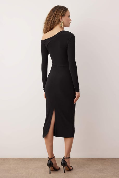 Unifarben Midi Lång Cocktailklänning med Bodycon-motiv för Dam - Image 3