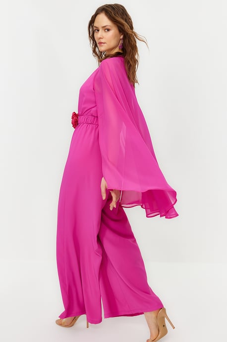 Women's Pink Unifarben Long Sleeveless Elegant Regular fit Modest Fashion Evening Dresses - Image 1