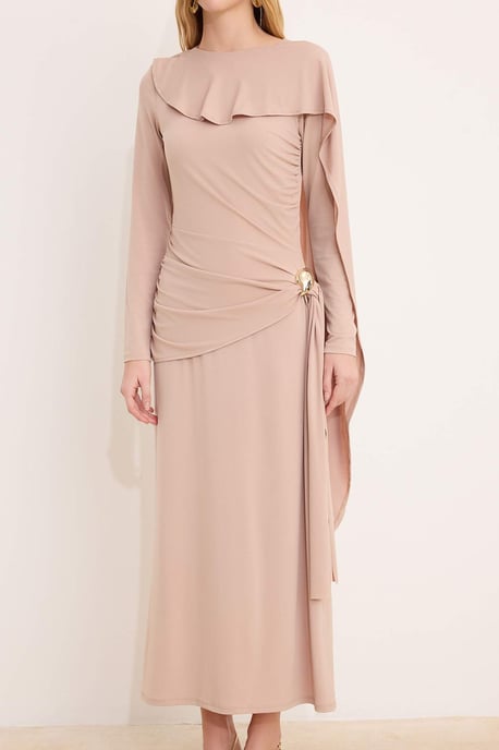 Damesjurk, bruin, plat, maxi, lang, chic/nacht, bodycon, hijab - Image 2