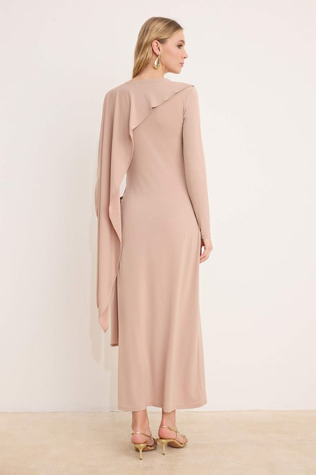 Damesjurk, bruin, plat, maxi, lang, chic/nacht, bodycon, hijab - Image 3