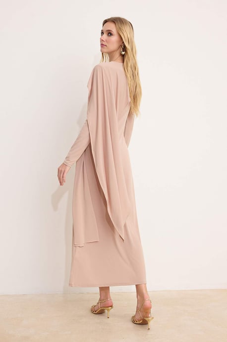 Damesjurk, bruin, plat, maxi, lang, chic/nacht, bodycon, hijab - Image 4