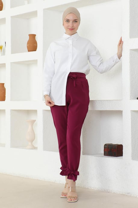 Met riem Broek Pruim - Image 1