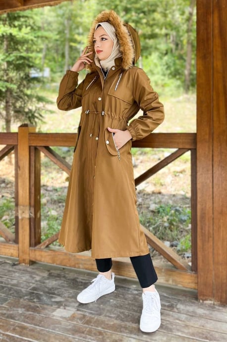 Huva Med blixtlås Kappa Brun-beige - Image 2