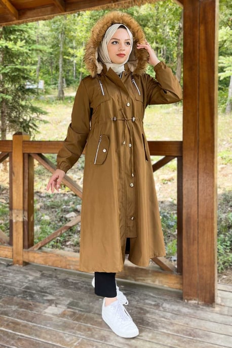Huva Med blixtlås Kappa Brun-beige - Image 3
