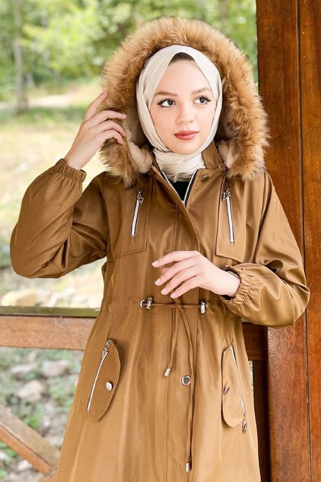 Huva Med blixtlås Kappa Brun-beige - Image 5