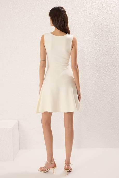Women's ecru Straight Mini Sleeveless Casual/Daily Regular Dress - Image 3