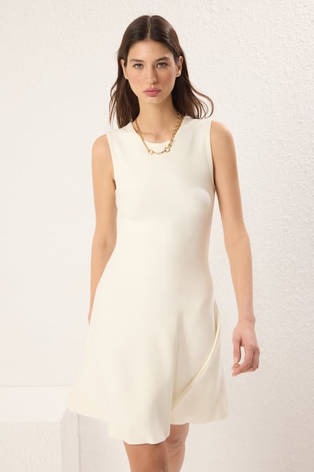Women's ecru Straight Mini Sleeveless Casual/Daily Regular Dress - Image 4